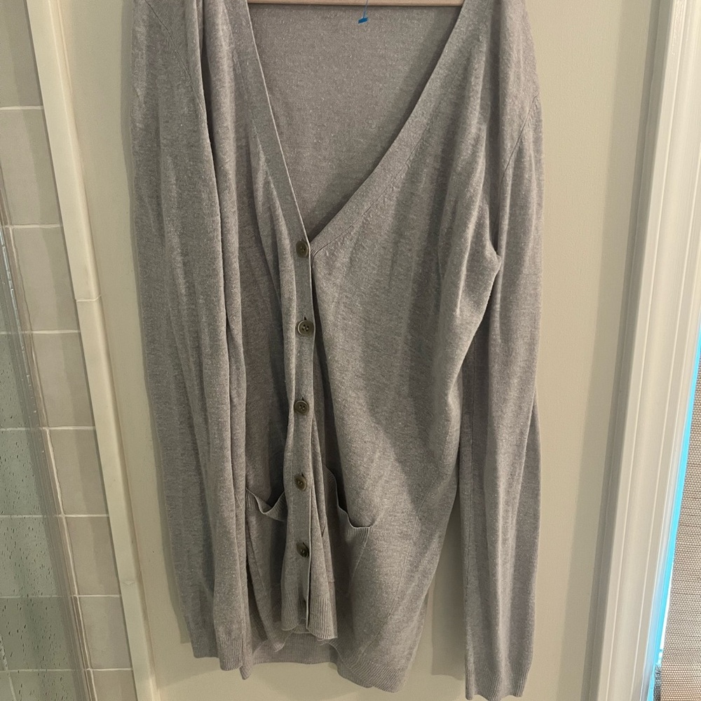 Theory Gray Knit Cardigan Sweater